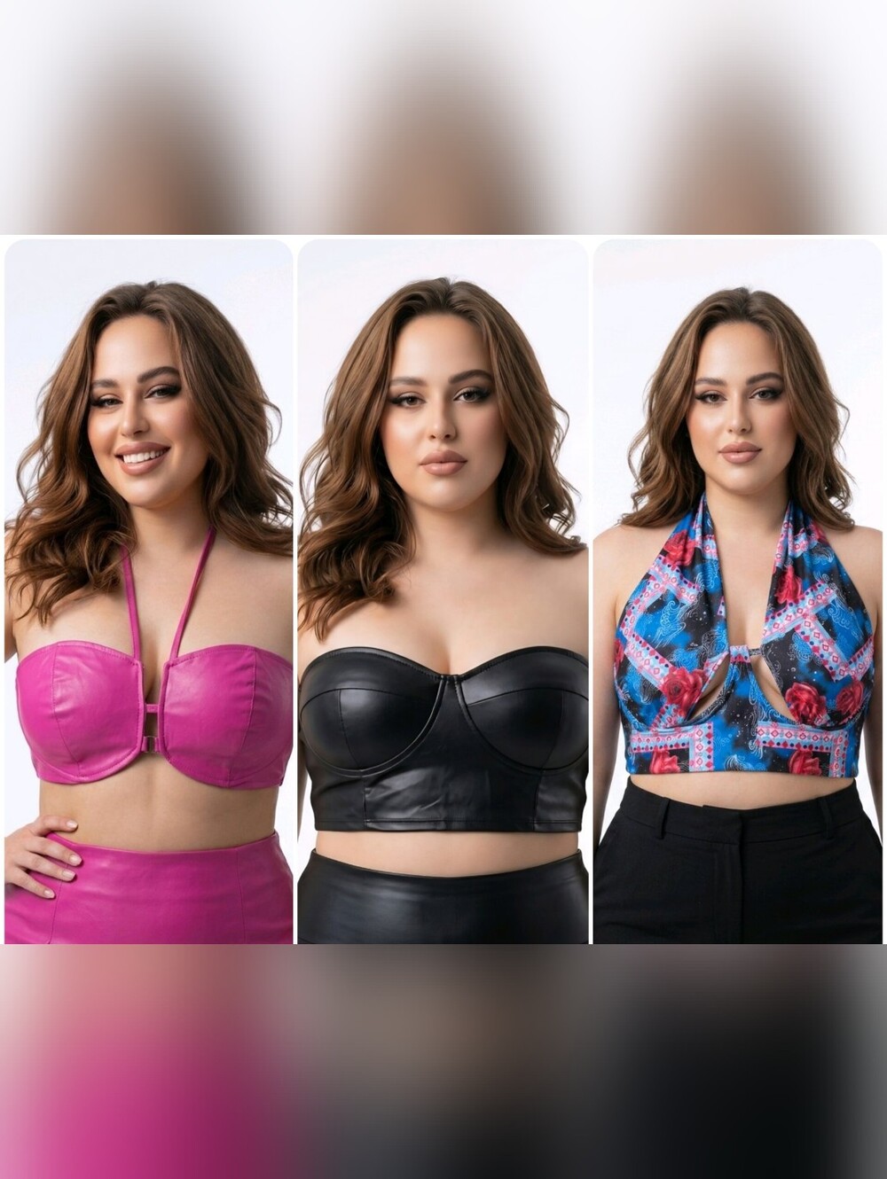 3 Cropped Tops Set